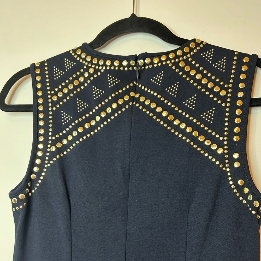 Carmen Marc Valvo Gold Studded Black Sleeveless Sheath Dress Size S - Picture 3 of 9